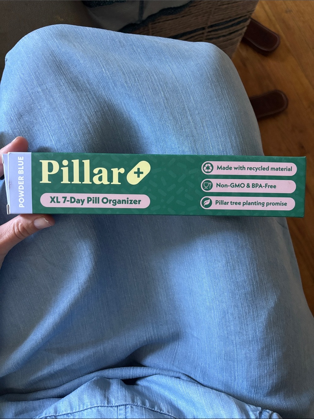 PILLAR 7 day daily pill organizer XL powder blue